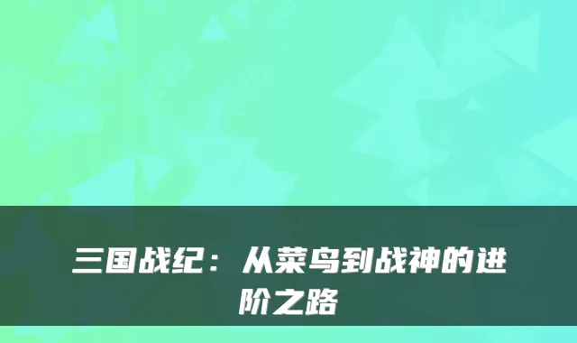 三国战纪：从菜鸟到战神的进阶之路