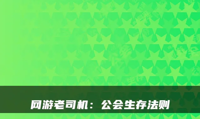网游老司机：公会生存法则