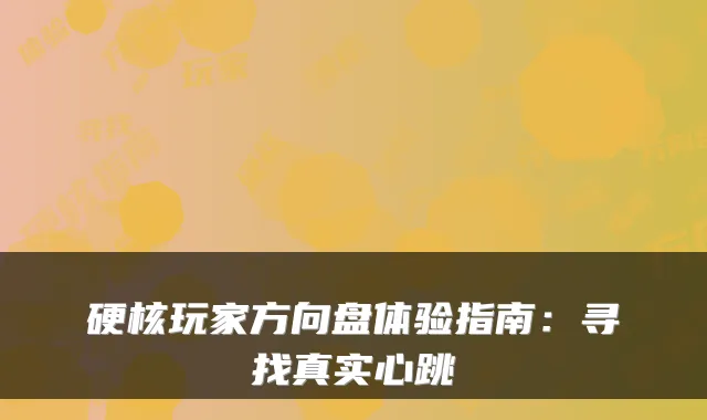硬核玩家方向盘体验指南：寻找真实心跳