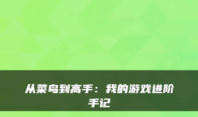 从菜鸟到高手：我的游戏进阶手记