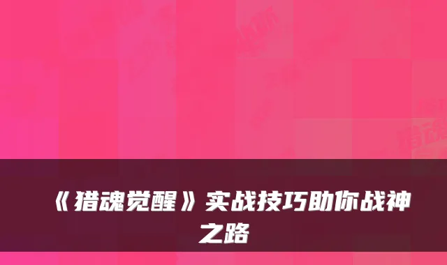 《猎魂觉醒》实战技巧助你战神之路