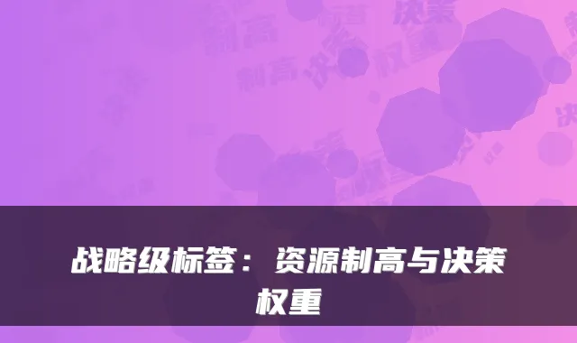 战略级标签：资源制高与决策权重