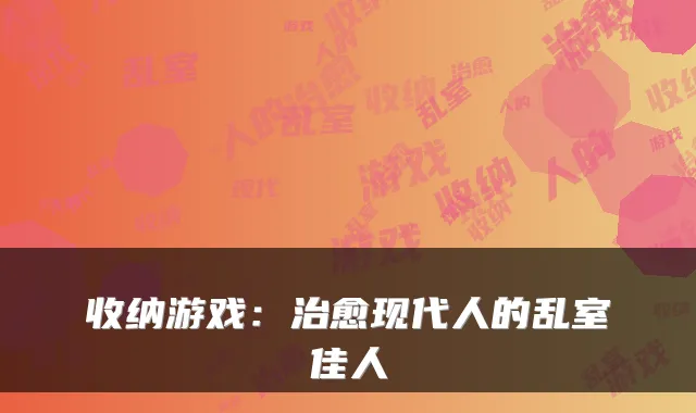 收纳游戏：治愈现代人的乱室佳人