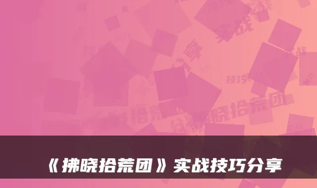 《拂晓拾荒团》实战技巧分享