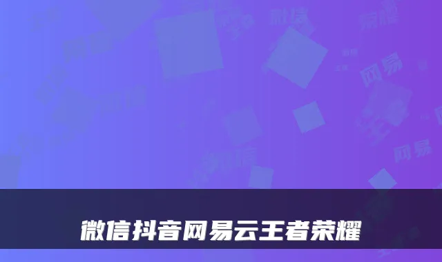 微信抖音网易云王者荣耀