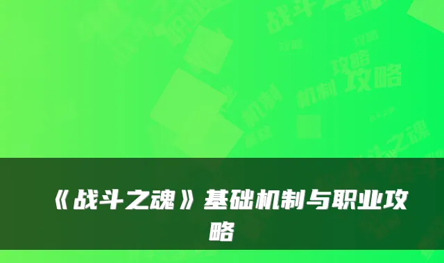《战斗之魂》基础机制与职业攻略