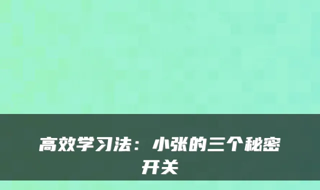 高效学习法：小张的三个秘密开关