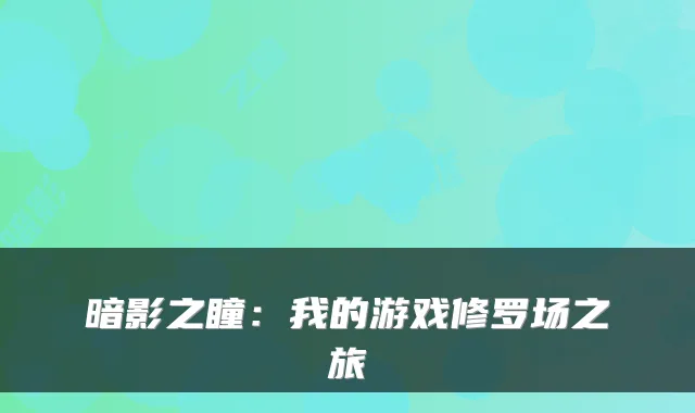 暗影之瞳：我的游戏修罗场之旅