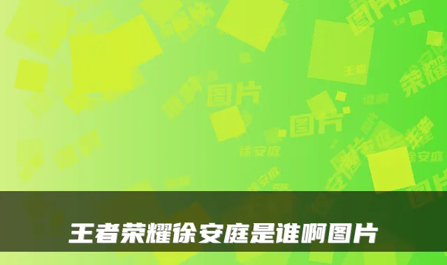 王者荣耀徐安庭是谁啊图片