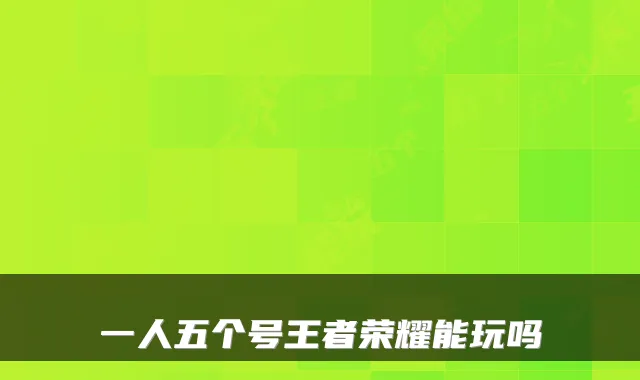 一人五个号王者荣耀能玩吗