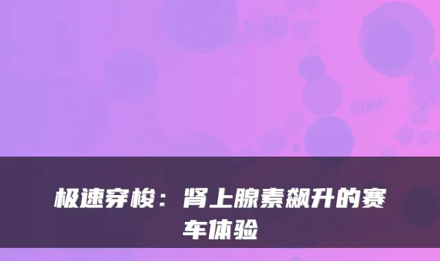 极速穿梭：肾上腺素飙升的赛车体验