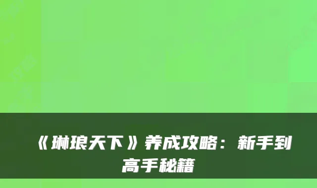 《琳琅天下》养成攻略：新手到高手秘籍