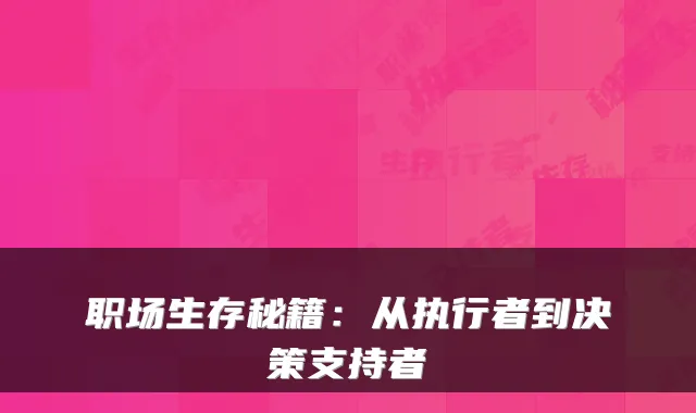 职场生存秘籍：从执行者到决策支持者