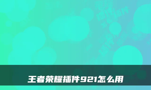 王者荣耀插件921怎么用