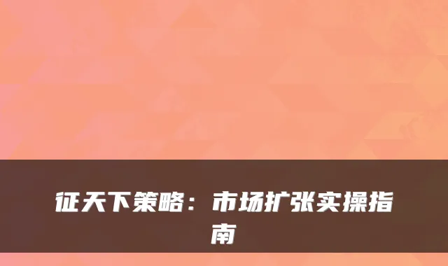 征天下策略：市场扩张实操指南