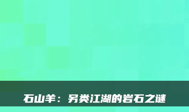 石山羊:另类江湖的岩石之谜