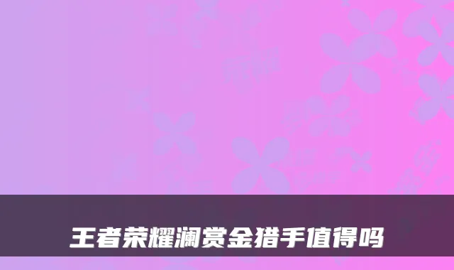 王者荣耀澜赏金猎手值得吗