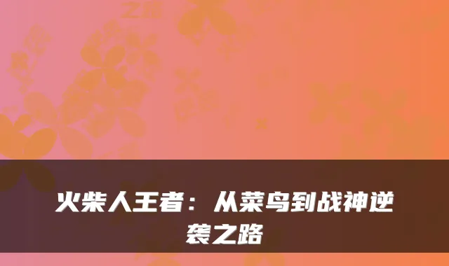火柴人王者:从菜鸟到战神逆袭之路