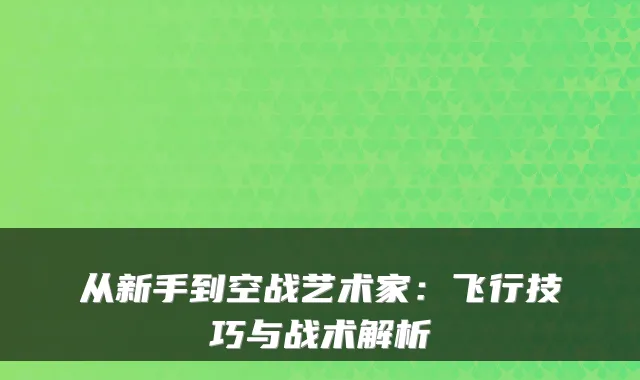 从新手到空战艺术家：飞行技巧与战术解析