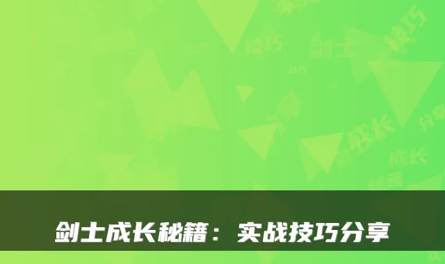 剑士成长秘籍：实战技巧分享