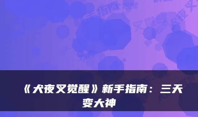 《犬夜叉觉醒》新手指南：三天变大神