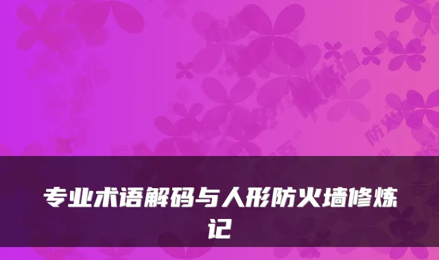 专业术语解码与人形防火墙修炼记