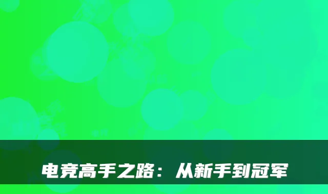 电竞高手之路:从新手到冠军