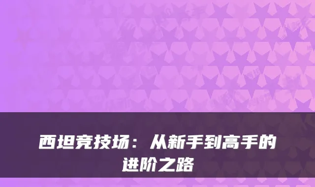西坦竞技场：从新手到高手的进阶之路