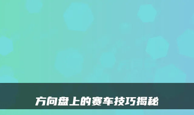方向盘上的赛车技巧揭秘