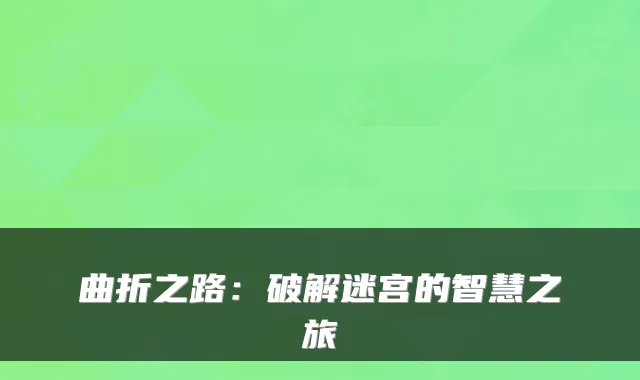 曲折之路：破解迷宫的智慧之旅