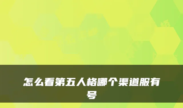怎么看第五人格哪个渠道服有号
