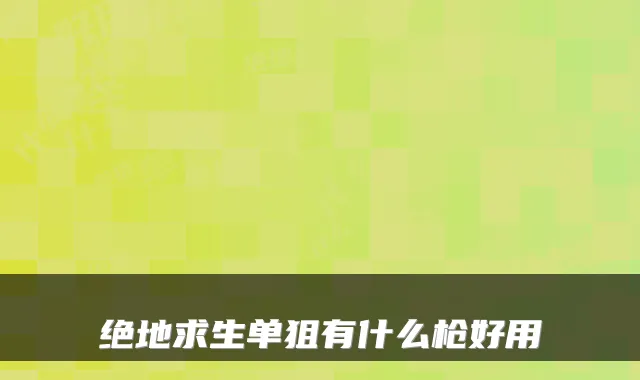 绝地求生单狙有什么枪好用