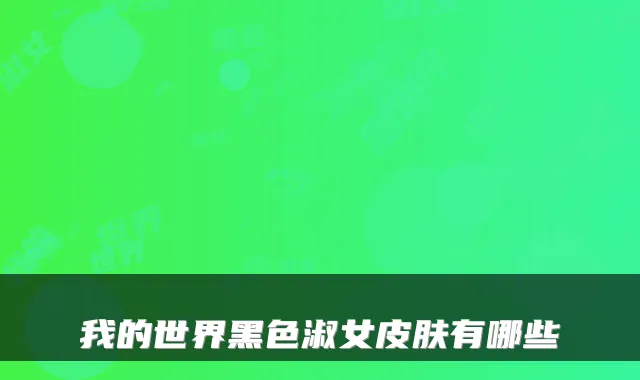 我的世界黑色淑女皮肤有哪些