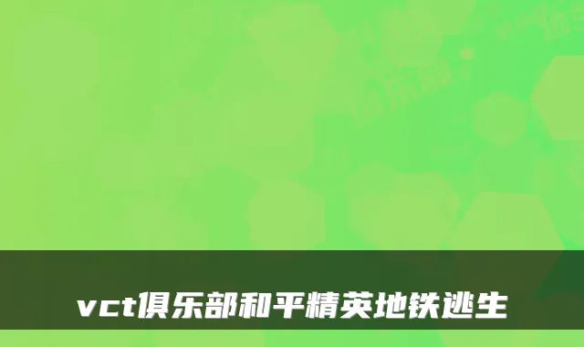 vct俱乐部和平精英地铁逃生