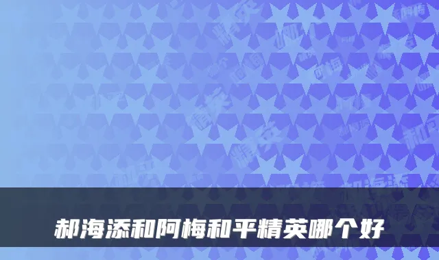 郝海添和阿梅和平精英哪个好