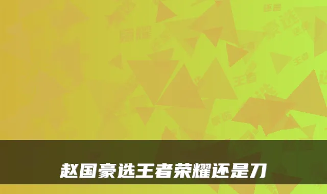 赵国豪选王者荣耀还是刀
