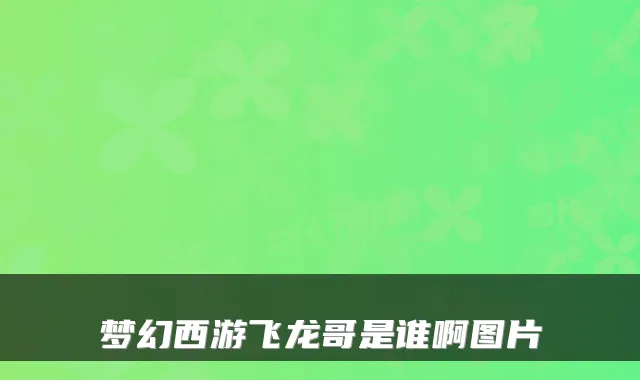 梦幻西游飞龙哥是谁啊图片