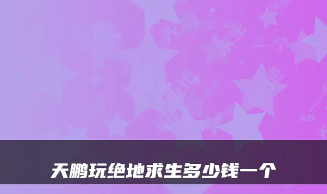 天鹏玩绝地求生多少钱一个