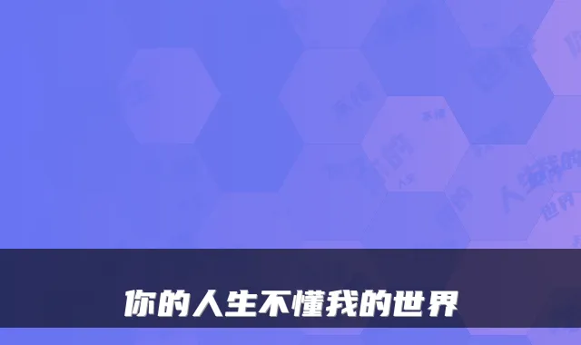 你的人生不懂我的世界