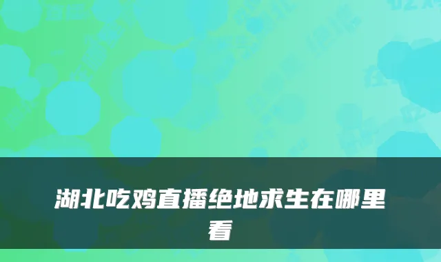 湖北吃鸡直播绝地求生在哪里看